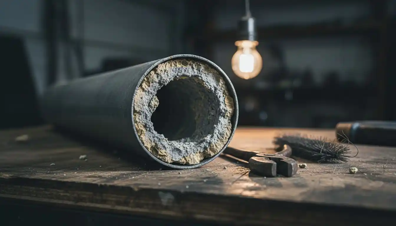 Accumulation de tartre à l’intérieur d’un tuyau