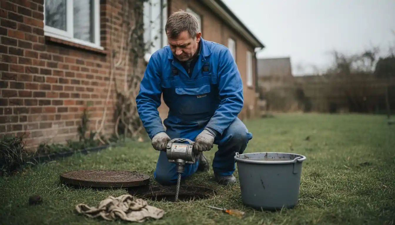 Débouchage à la main des canalisations extérieures de la maison