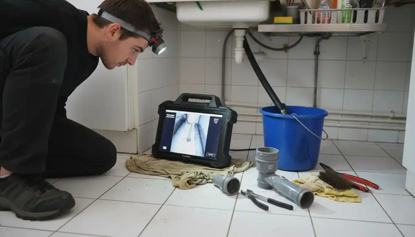 Détection de bouchon sous l’évier grâce à une inspection par caméra