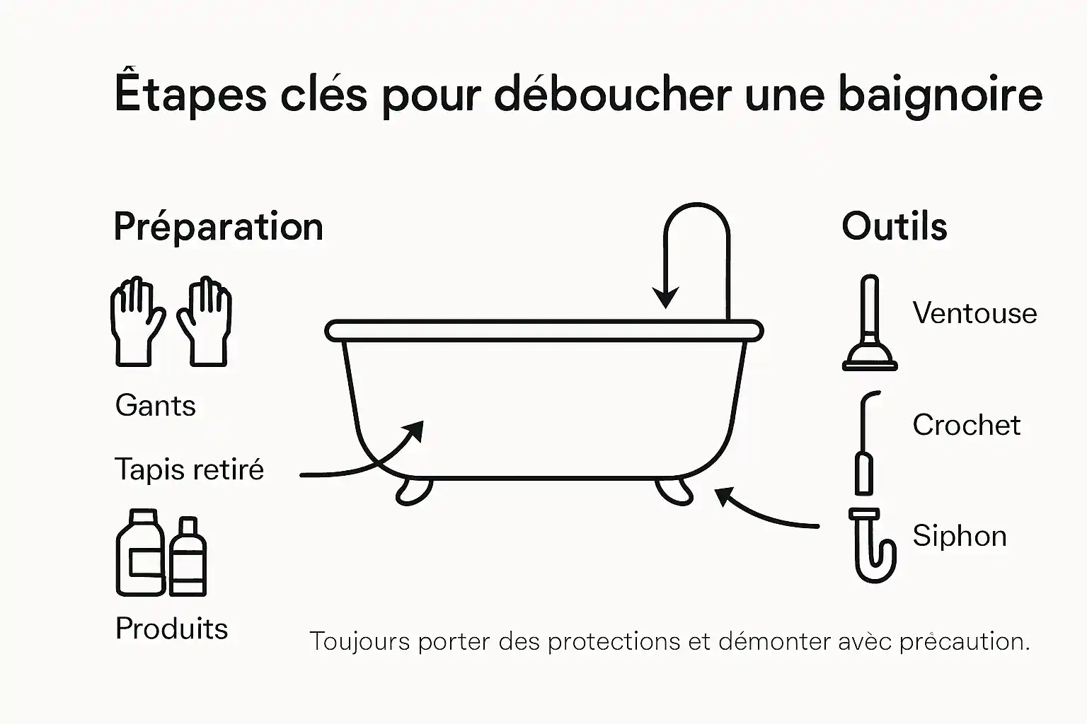Les étapes essentielles pour déboucher efficacement votre baignoire en un coup d'œil