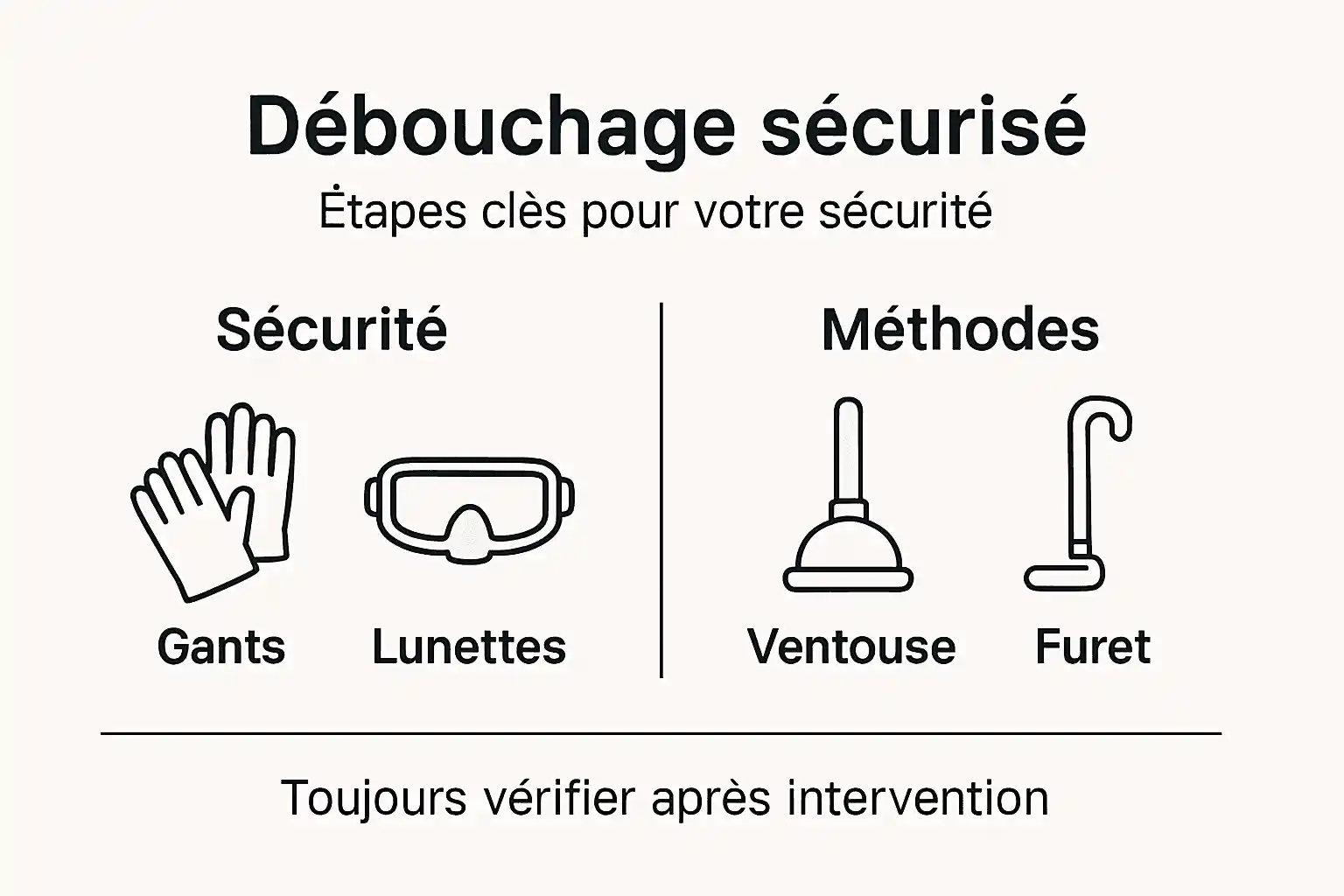 Guide visuel des bonnes pratiques de sécurité lors du débouchage des installations sanitaires