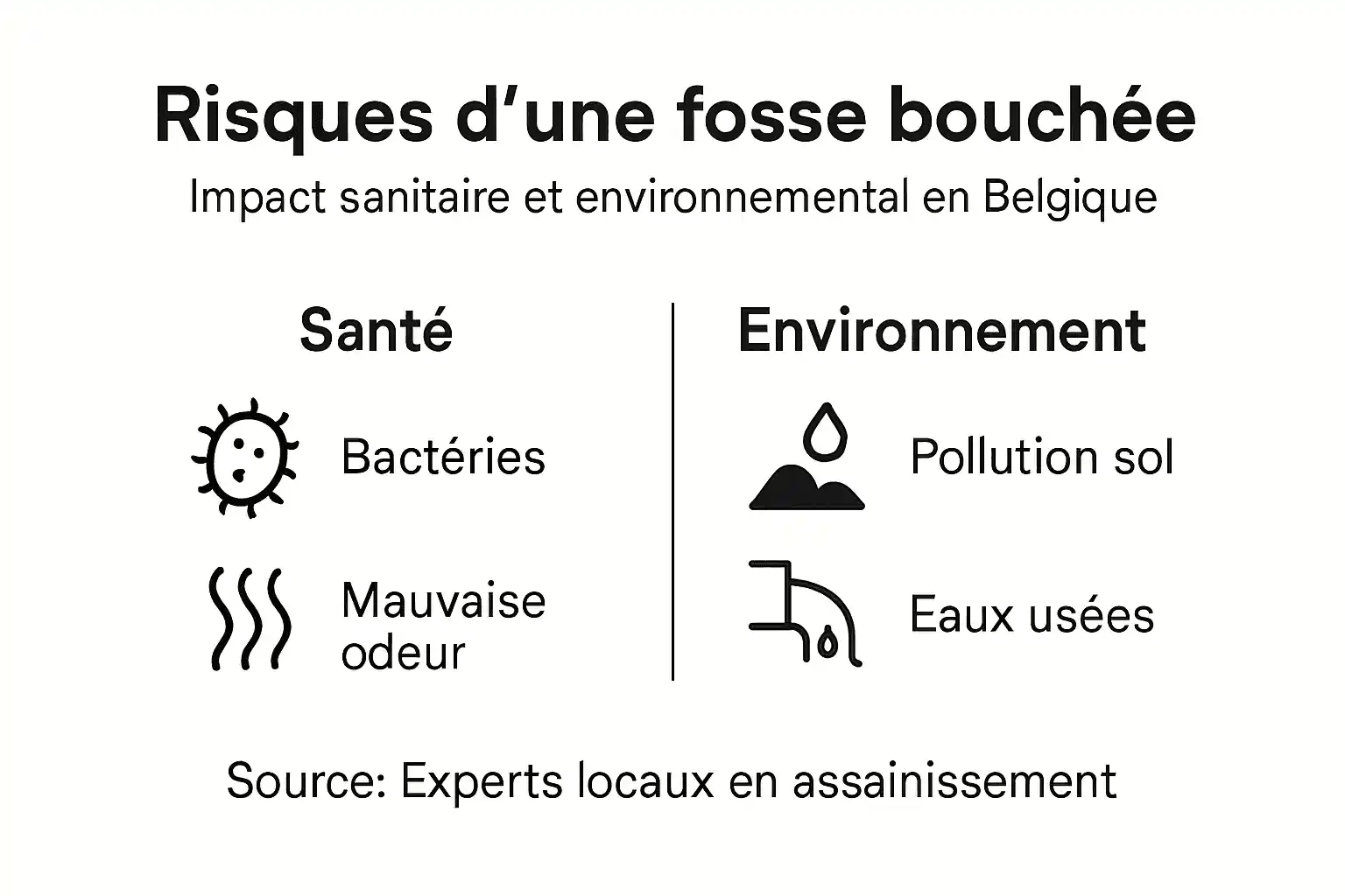 Infographie : les dangers pour la santé et l’environnement liés à une fosse septique obstruée