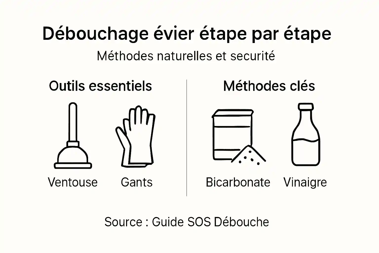 Infographie : les différentes étapes pour déboucher efficacement votre évier de cuisine