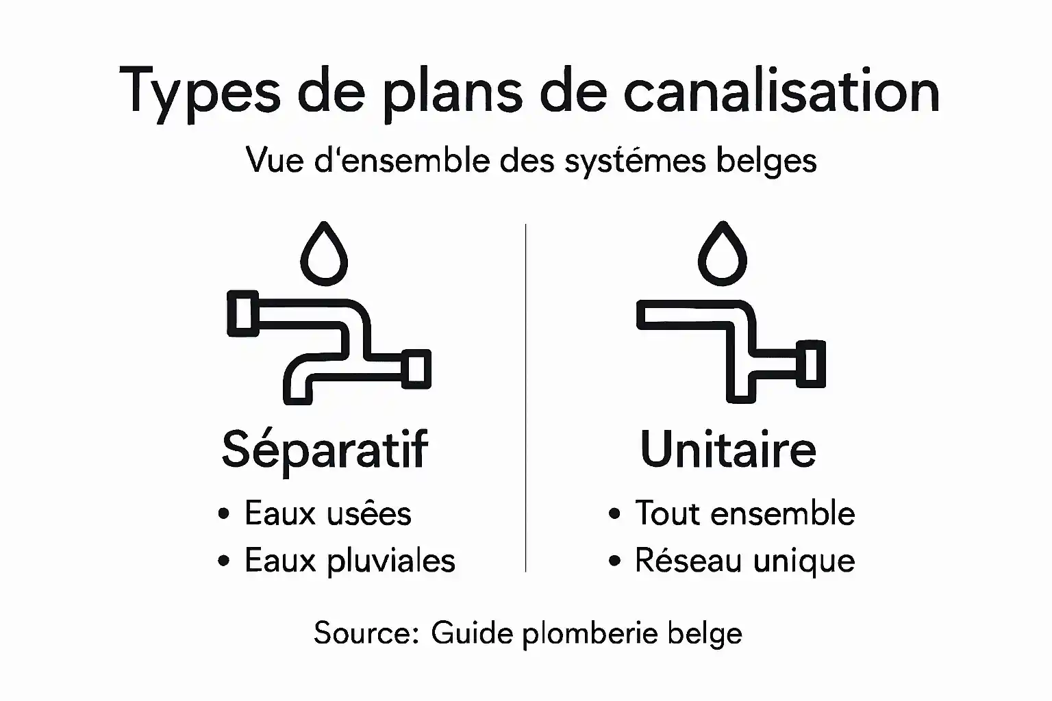 Infographie : les différents types de plans de canalisation en Belgique