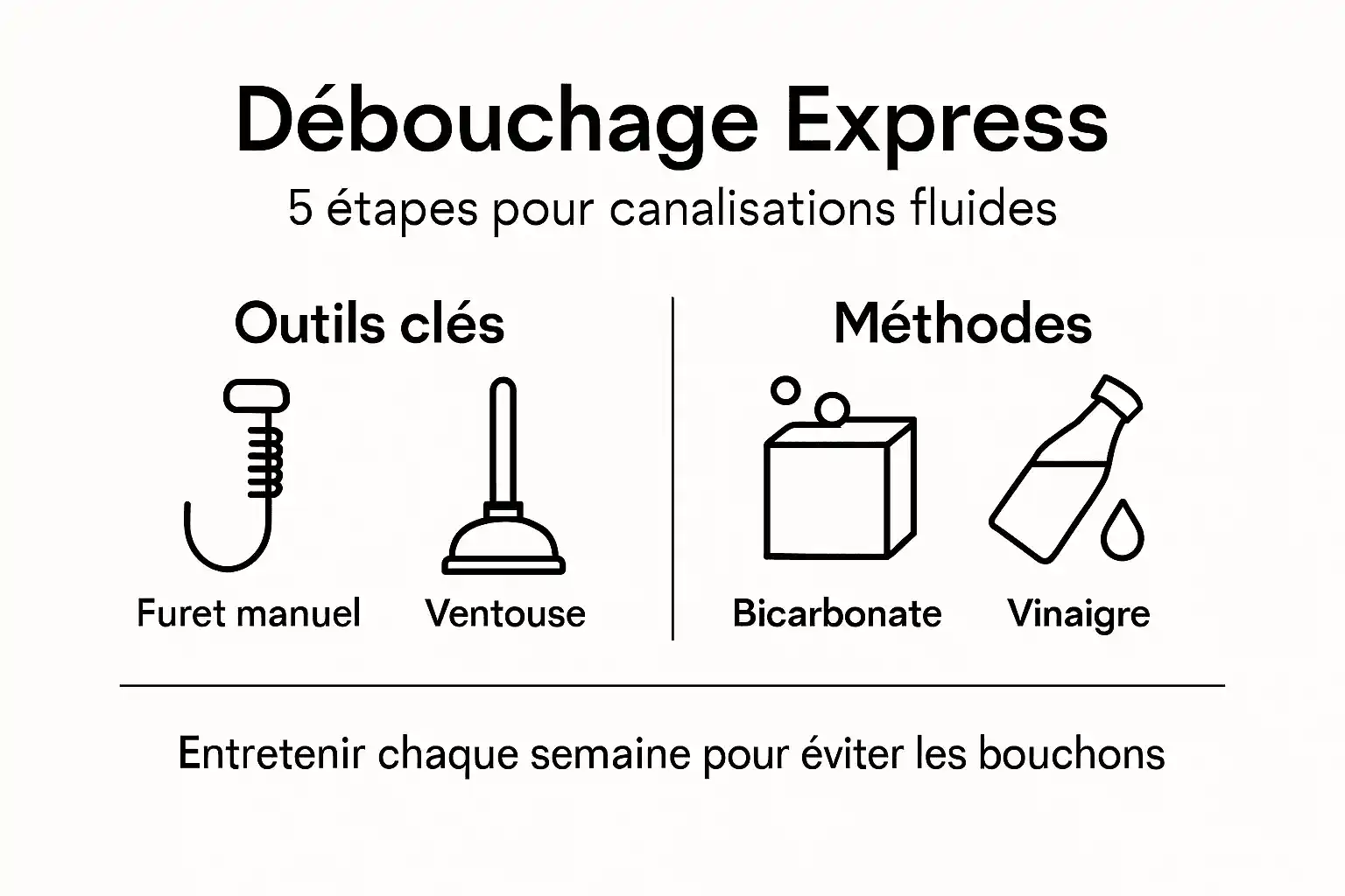 Infographie : les étapes clés pour déboucher efficacement vos canalisations à la maison