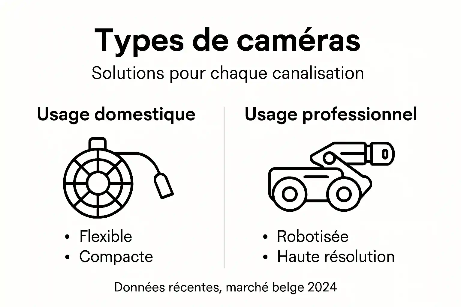 Découvrez notre infographie détaillée sur les différents modèles de caméras d’inspection, avec un aperçu clair de leurs spécificités et usages.