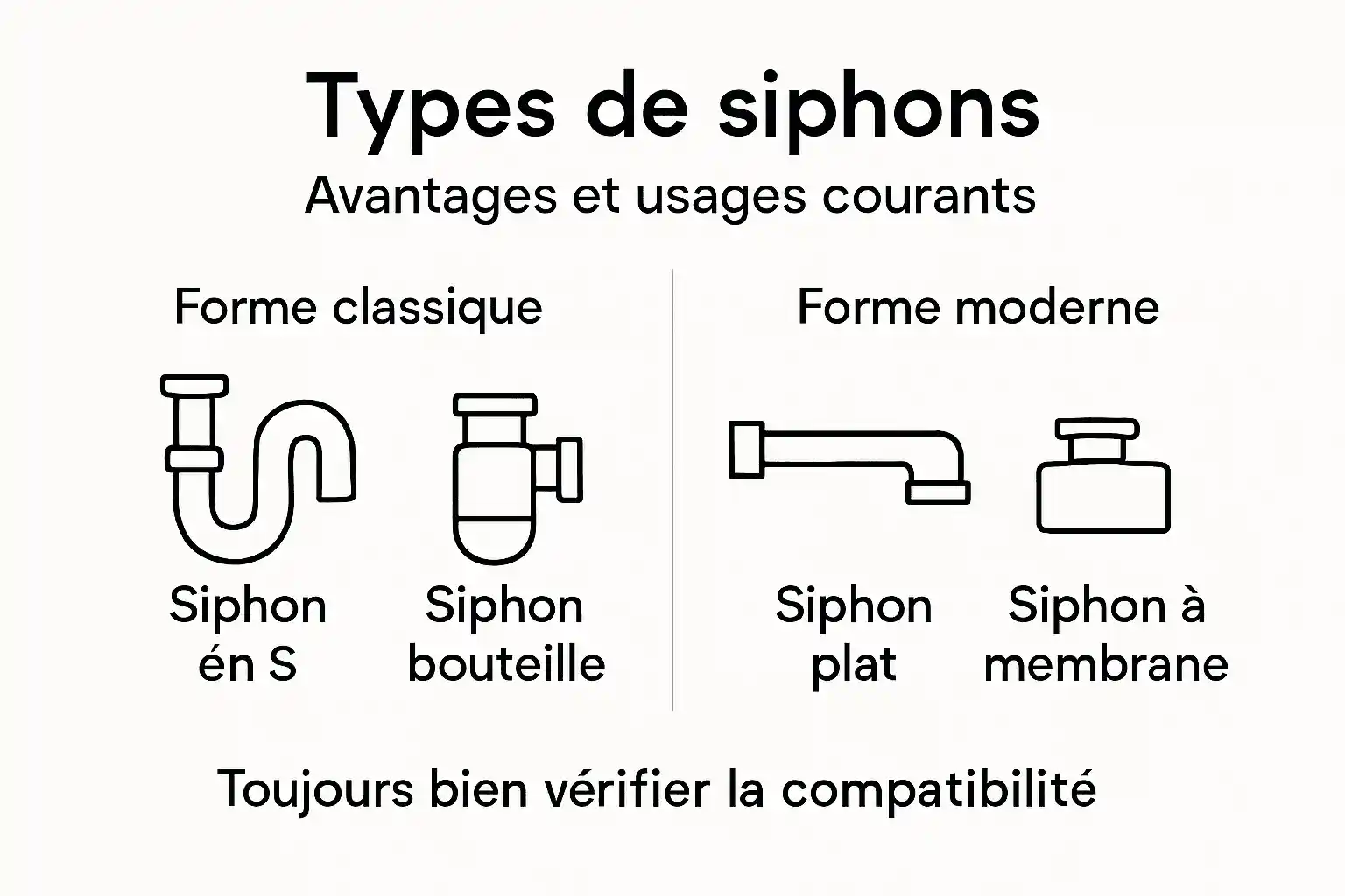 Infographie : panorama des différents types de siphons et de leurs applications