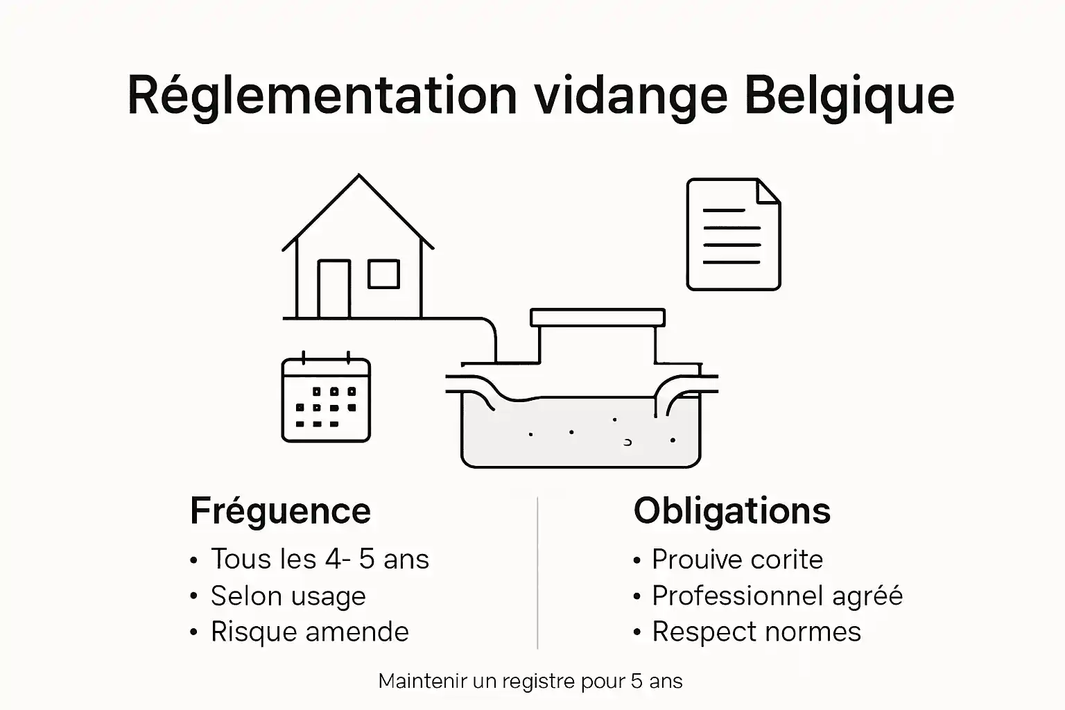 Tout savoir sur la législation belge concernant la vidange des fosses septiques : une infographie claire pour comprendre vos obligations.
