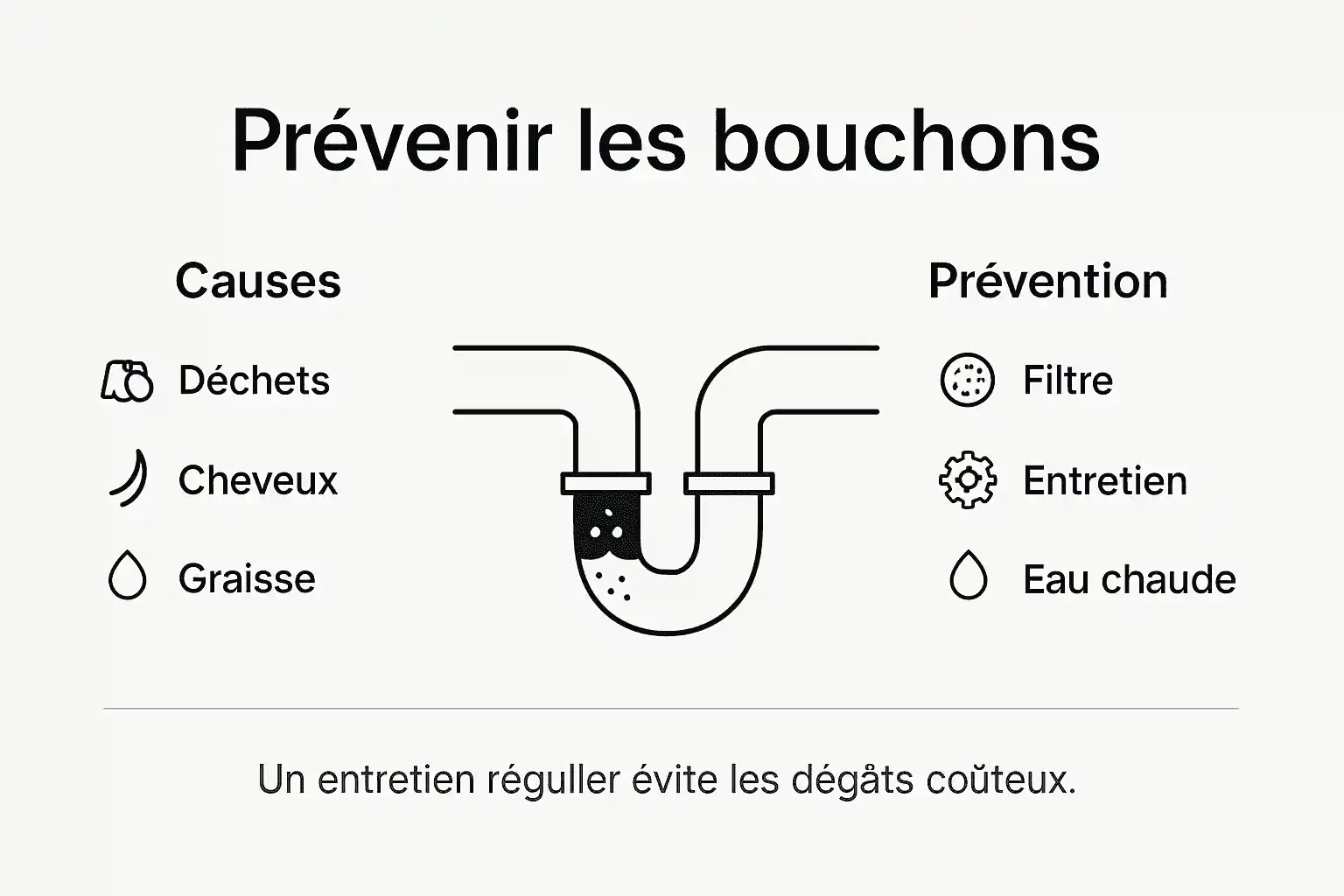Visuel épuré : les bons gestes pour éviter les canalisations bouchées