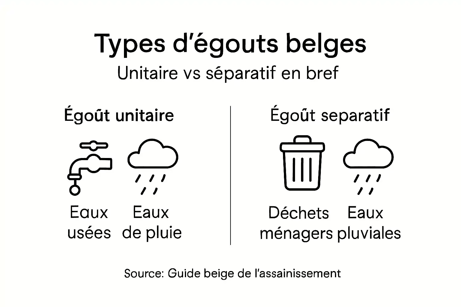 Présentation illustrée des différents systèmes d'égouts en Belgique