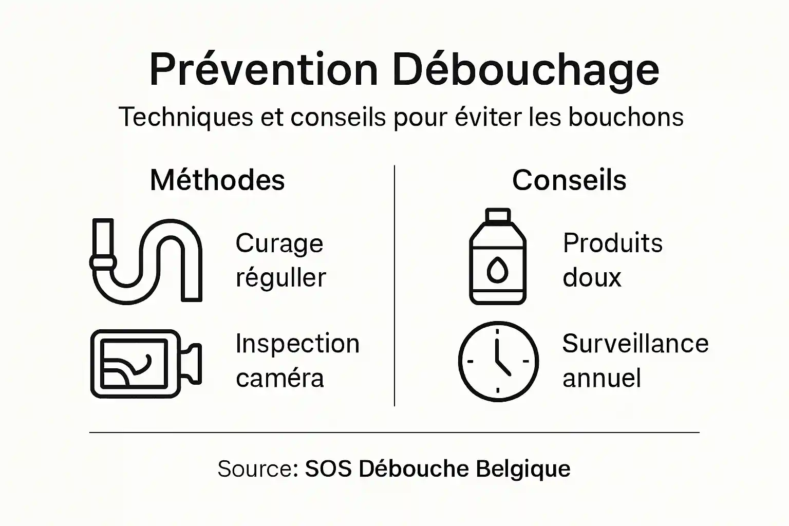 Découvrez notre infographie dédiée à la prévention des canalisations bouchées et aux solutions efficaces pour les déboucher.