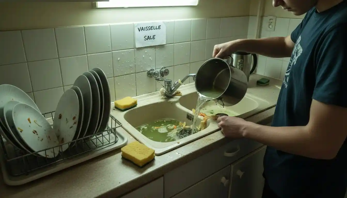 Des restes alimentaires et de la graisse qui finissent par obstruer l’évier de la cuisine